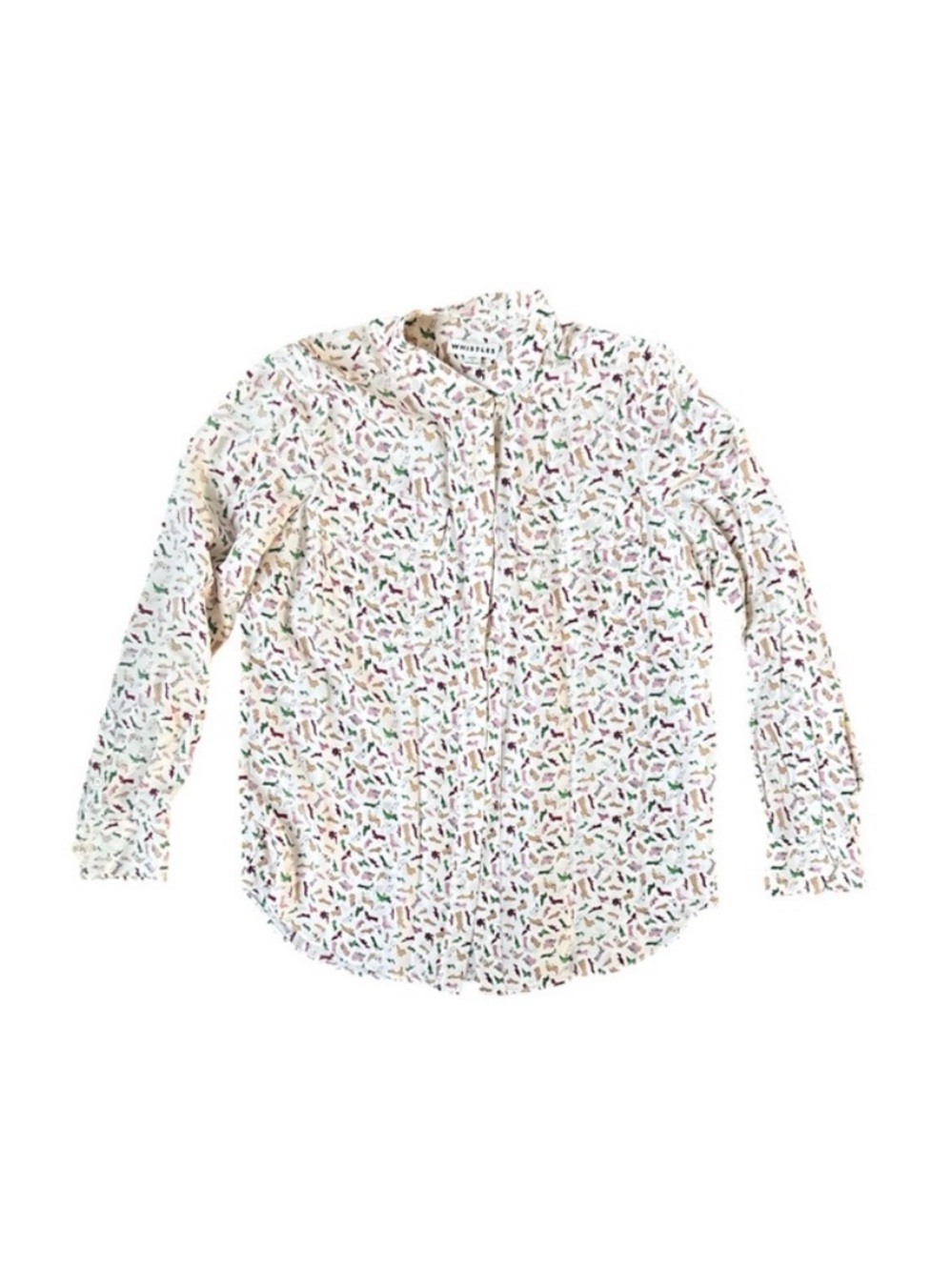 Whistles White Button-Front Blouse with Multicolor Confetti Print